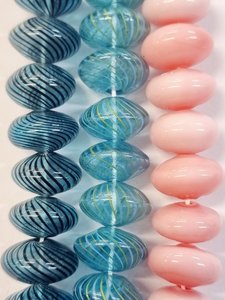 Products: Mouth Blown Glass Beads - Discs - Strand of 10 - Village Beads