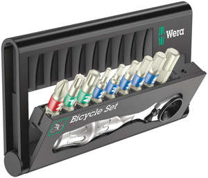 Tools Workshop Allen Keys: WERA Bicycle Set 9 Bit assortment, stainless with ratchet