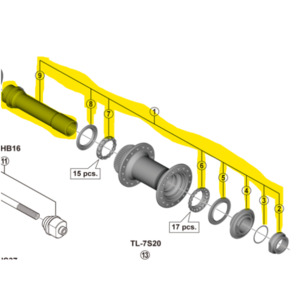 Components Wheels Hub Parts: Shimano HB-MT400 COMPLETE HUB AXLE