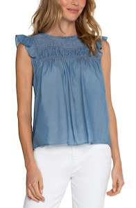 Blouse: Liverpool Flutter Sleve Woven Top Bridgerton Light