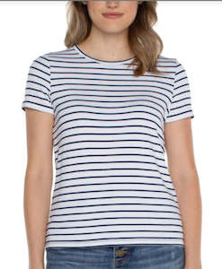 clothing: Liverpool Short Sleeve Crew Neck Classic Tee White/Indigo Stripe