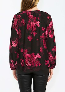 Sale: Pingpong Winter Flower Print Blouse - Fuschia