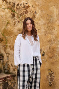 Meg By Design: Meg by Design Libby Shirt Linen White Small