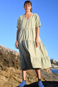 Wyatt Wylde: Wyatt Wylde Edith Gingham Dress Green