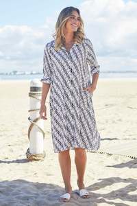 Pingpong: Pingpong Chain Print Shirt Dress