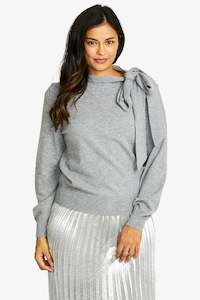 Pingpong: Pingpong Vic Merino Pullover with Neck Tie - Grey