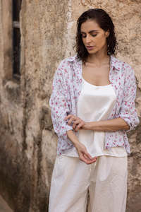 Moyo Shirt - Cotton Voile - Blue Floral Small by MegbyDesign
