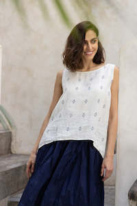 Taji Top Linen Navy Diamond by MegbyDesign