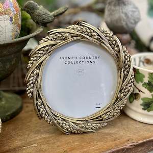 Photo Frames: Wheat Round Photo Frame 4"x4" by French Country Collections