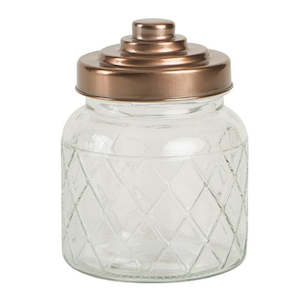 Lattice Glass Jars with Copper Coloured Lids