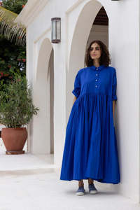 Meg By Design: Edith Cobalt Dress - Cotton Poplin by MegbyDesign (Small)