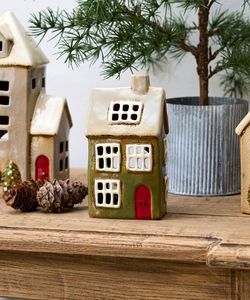 Tea Light Houses: Alsace Tea Light House Christmas Green