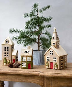 Tea Light Houses: Alsace Tea Light Christmas Church Stone