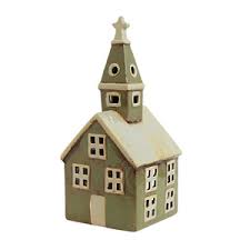 Tea Light Houses: Olive Green Alsace Tealight Church