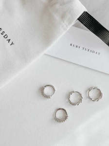 Ruby Tuesday: Ruby Tuesday Chain Huggies - Sterling Silver