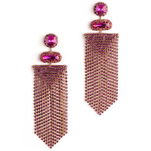 Deepa Gurnani: Deepa Gurnani Pink Chain Drop Earrings
