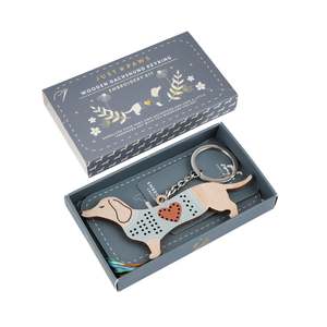 Wooden Dachshund Keyring Embroidery Kit
