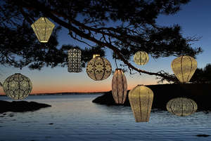 Lumiz Solar Lanterns1: Lumiz Lantern Jar 30cm Gold Ikat