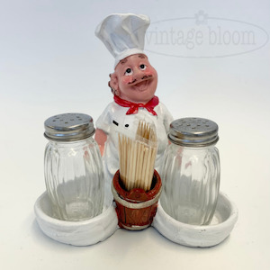 Happy Chief Salt & Pepper Holder – White