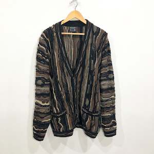 Knitwear: Vintage Coogi Australia Wool Cable Knit Cardigan (XL)