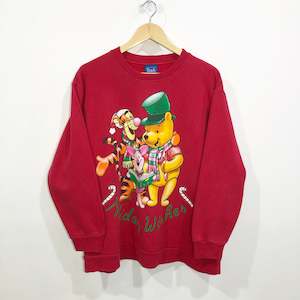 Disney Cartoon: Vintage Disney Pooh Sweatshirt Holiday Wishes (W/M-L)