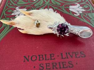 Vintage Scottish Grouse Foot Brooch Amethyst