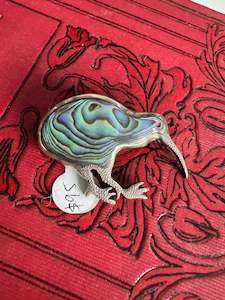 Vintage Sterling Silver & Paua Kiwi Brooch