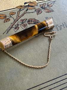 Stunning Antique Tigers Eye Brooch  Length 7cm Beautiful