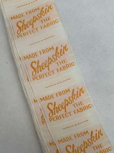 Vintage New Zealand Clothing Label Sheepskin  - Sold By The Metre