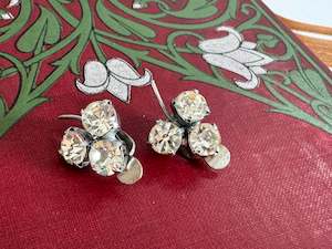 Costume Jewellery 1: Vintage Clover Diamante Clip On Earrings