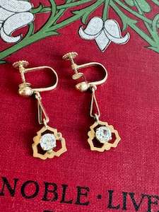 Rose Gold: Antique Rose Gold White Sapphire Drop Earrings