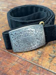 Womens Frippery: Ladies Velvet Belt with Sterling Silver Buckle