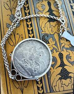 Necklaces: Sterling Silver Chain with solid silver coin dated 1821