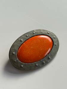 Brooches: Arts & Crafts Brooch Oval Orange Beauty