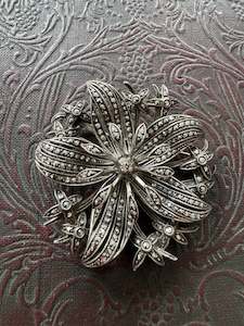 Vintage Sterling Silver Marcasite Flower Hallmarked Germany
