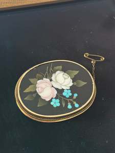 Yellow Gold: 15ct Gold Pietra Dura Brooch Preservation Framed