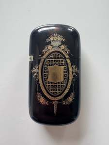 Vesta Case: Victorian Tortoiseshell Vesta Case with Gold & Silver Inlay c.1885