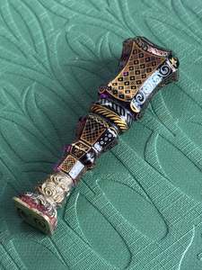 Victorian Faceted Amethyst Glass Desk Seal with Ornate Gilt Decoration