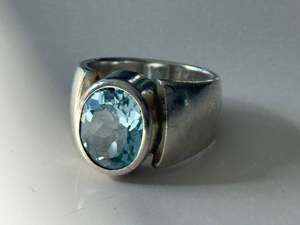 Sterling Silver Aquamarine Ring by Lexgun Nelson Jeweller