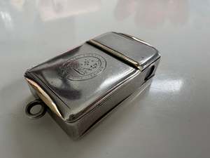 Vesta Case: Sterling Silver Gold Hinge and Gold Lips Cigar Cutter/Vesta case