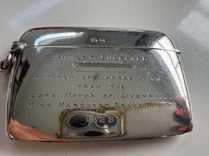 Vesta Case: Sterling Silver Vesta Case Engraved Appreciation Gift 1928