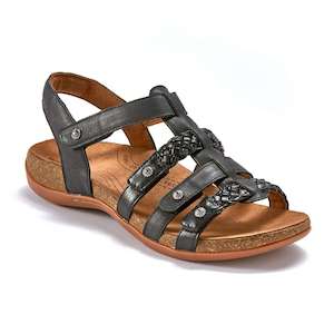 Scholl Orthaheel Biomechanics: Asaka Backstrap Sandal - Black