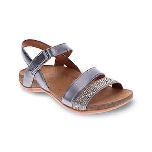 Scholl Orthaheel Biomechanics: Alpena Back Strap Sandal - Pewter