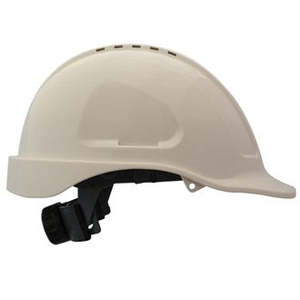 Head Protection: MID PEAK VENTED HARD HAT - Rachet Adjust, 6Poiunt Harness, Large Sweatband