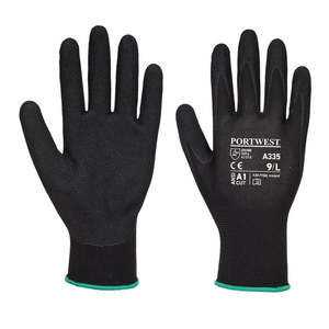 Hand Protection: NITRILE PW SANDY DERMI-GRIP GENERAL PURPOSE SAFETY GLOVES, 15 Gauge, Lightweight and Comfortable