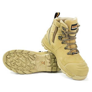 Footwear: BISON KING SAFETY BOOT - ZIP SIDE TOP END COMFORT PLUS
