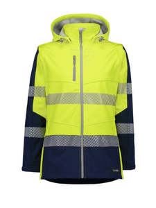 Jackets 1: HI VIS SOFTSHELL WOMENS 2 IN 1 JACKET - Zip-Off Sleeves Heavy Weight - Wear as Jacket or Vest, Comfort Plus
