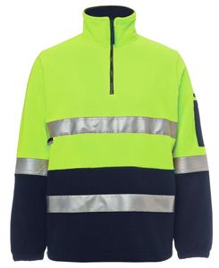 Polar Fleeces: JB POLAR FLEECE - HI VIS HALF ZIP REFLECTIVE TAPE