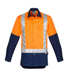 MENS INDUSTRIAL L/S COTTON DRILL WORKSHIRT - SHOULDER TAPED