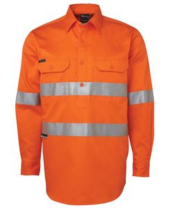 RHINO HI VIS WORK SHIRT - Cotton, | Heavyweight | Close Front | Reflective Tape|